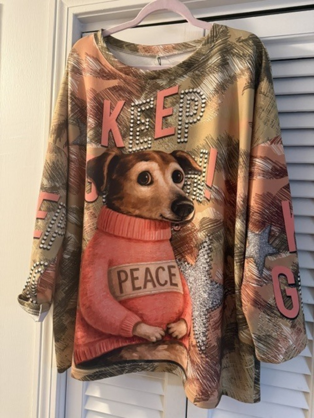 PP-801 | Peace Dog Keep Going | Print Pant & Top Set | One Sz S-L